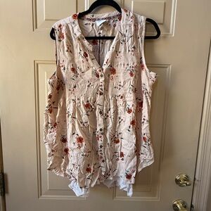 Knox Rose Floral Button-Down Blouse - Cream and Red